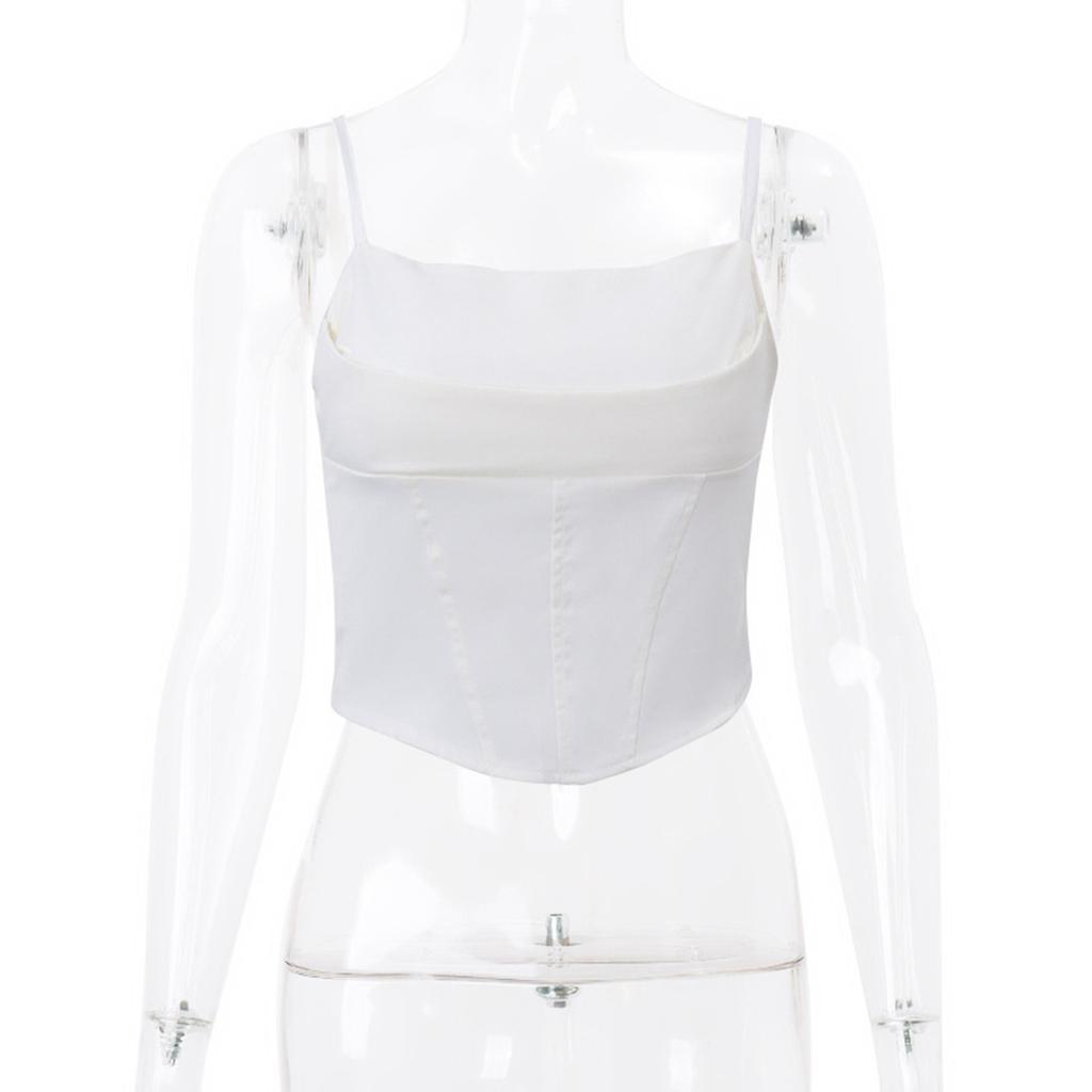 Modische, einfarbige, sexy, rückenfreie Weste mit gestreiften Schultergurten und schmaler Passform für Damen