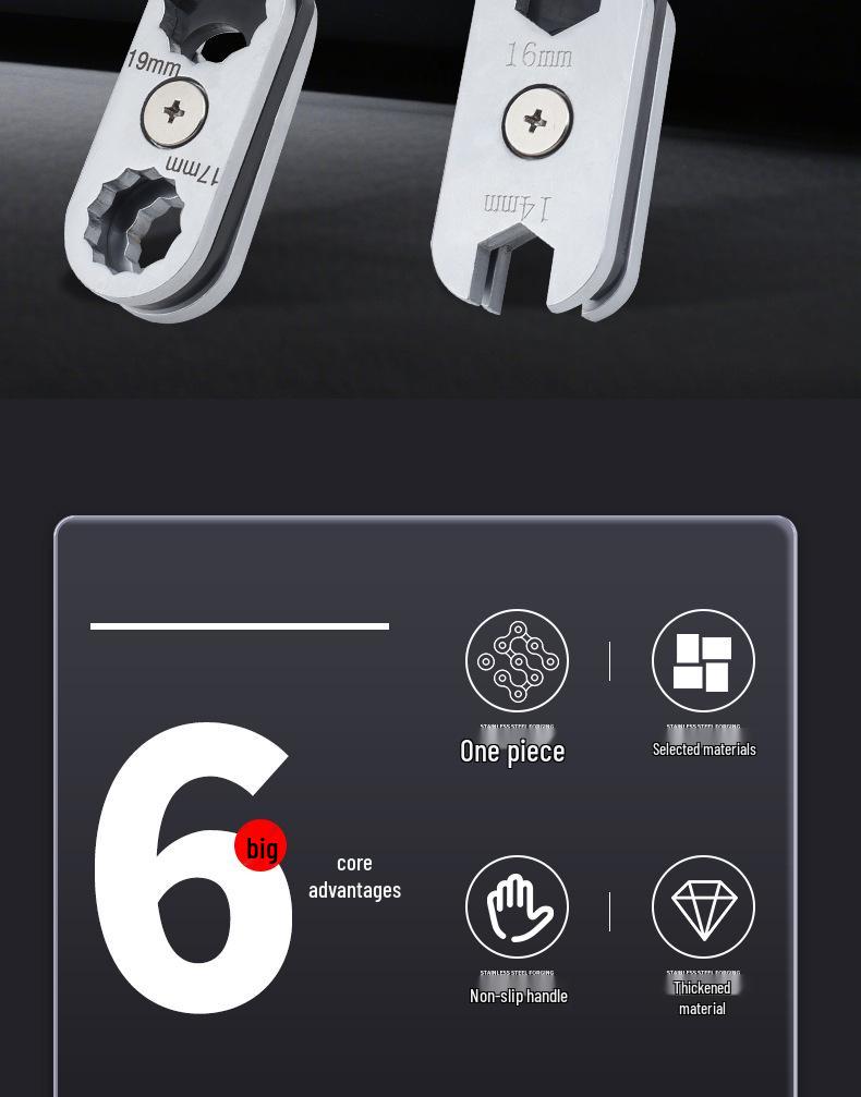 360° Rotatable Adjustable 8-in-1 Double-Ended Torx Wrench for Auto Repair