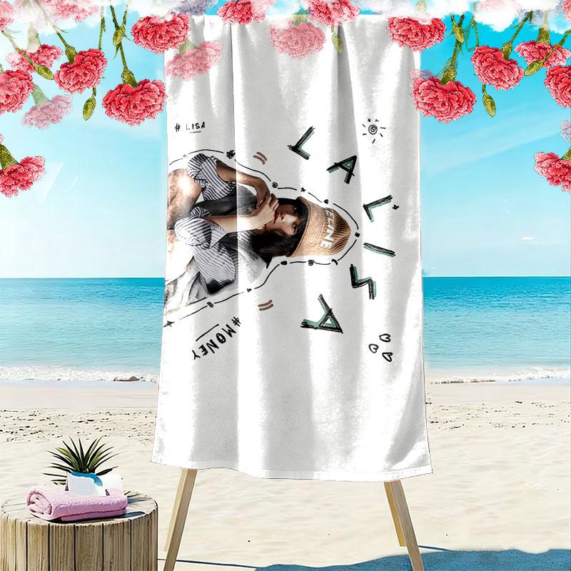 LISA Print Beach Towel, Large Soft Quick Dry Towel for Beach Camping Swimming