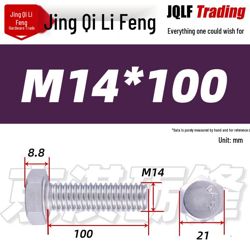 201 Stainless Steel Hex Head Full Thread Bolt: Wear & Corrosion Resistant, M4-M14 for Aerospace Machinery