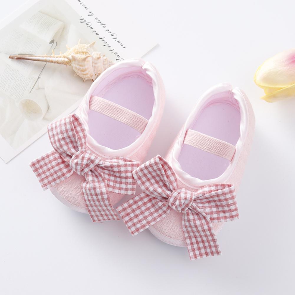 Bebeluși Fetițe Kid Prewalker Lovely Dot Plaid Bowknot Cu talpă moale Nou-născut Toddler First Walkers