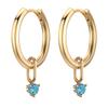 Kinitial Zarte Goldfarbene Zirkonstein-Anhänger Messing-Creolen für Damen Mädchen Lässiger Täglicher Klassischer Sommer-Schmuck