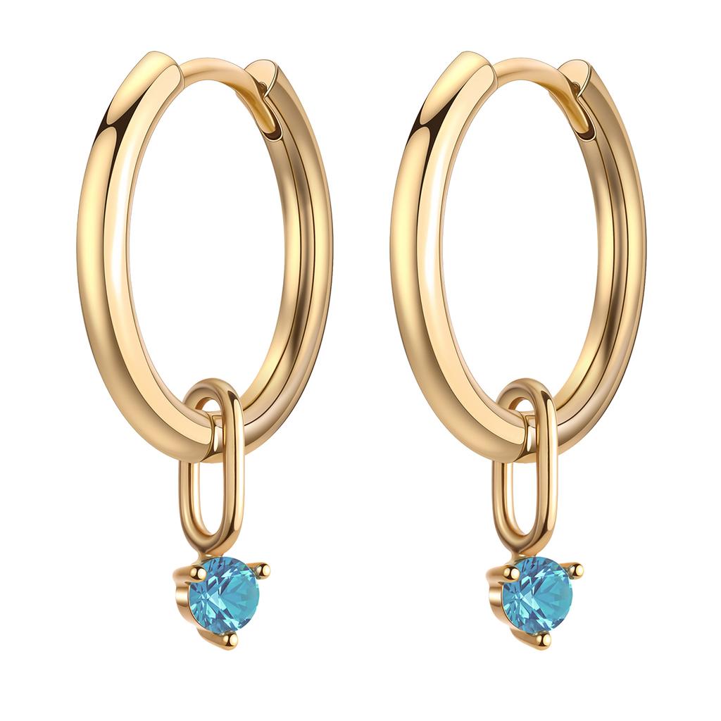 Kinitial Zarte Goldfarbene Zirkonstein-Anhänger Messing-Creolen für Damen Mädchen Lässiger Täglicher Klassischer Sommer-Schmuck