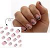 Valentine's Day Press On Nail Short Square False Nail Winter Nail with Heart Designs Stick On Nail Artificial Nail 24Pcs