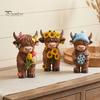 Charming Animal Figurine 4 Pcs Seasonal Highland Cow Figurines, Spring Summer Fall Winter Cute Desk Decor for Office Seasons Scottish Statue,