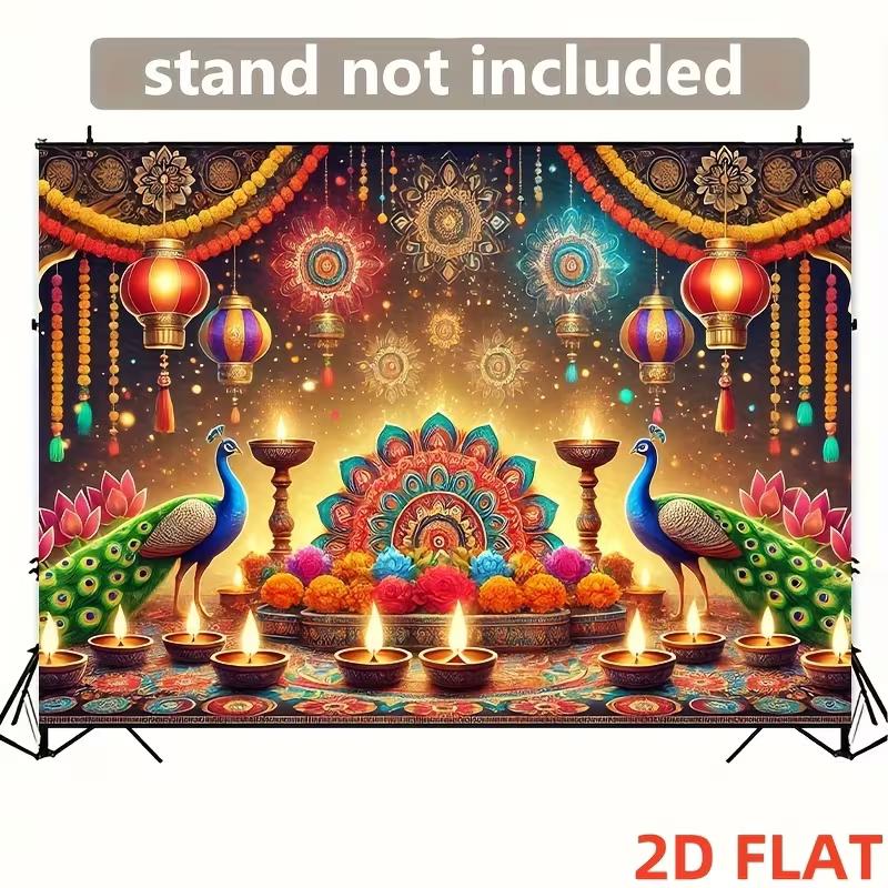 2D Flat Print Deepavali Backdrop Hindu Festival Party Background Cloth