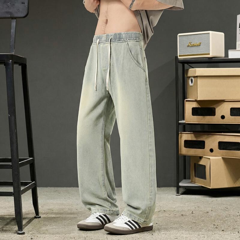 Men's Retro Washed Loose Straight Jeans