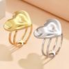 High-End Embossed Heart-Shaped Stainless Steel Adjustable Ring - Temperament Fairy Design