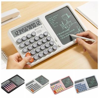 Taschenrechner mit großem Display und Notizblock, Bildschirmschutz mit Augenfunktion, Rechner mit Tablet, 12 Ziffern