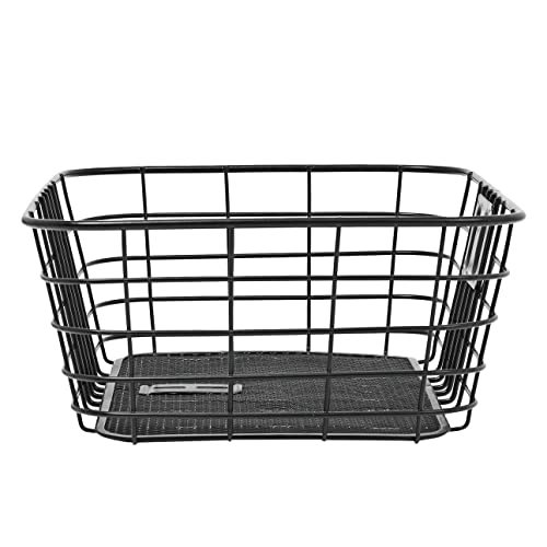 Captain Stag Y-5256 Front Basket, Wire Basket, Front Use, Square, Shallow, Black