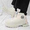 White Zipper Platform Boots Man Autumn Leather Men's Ankle Boots High top Men Shoes Casual Mens Boots botas para hombre cuero