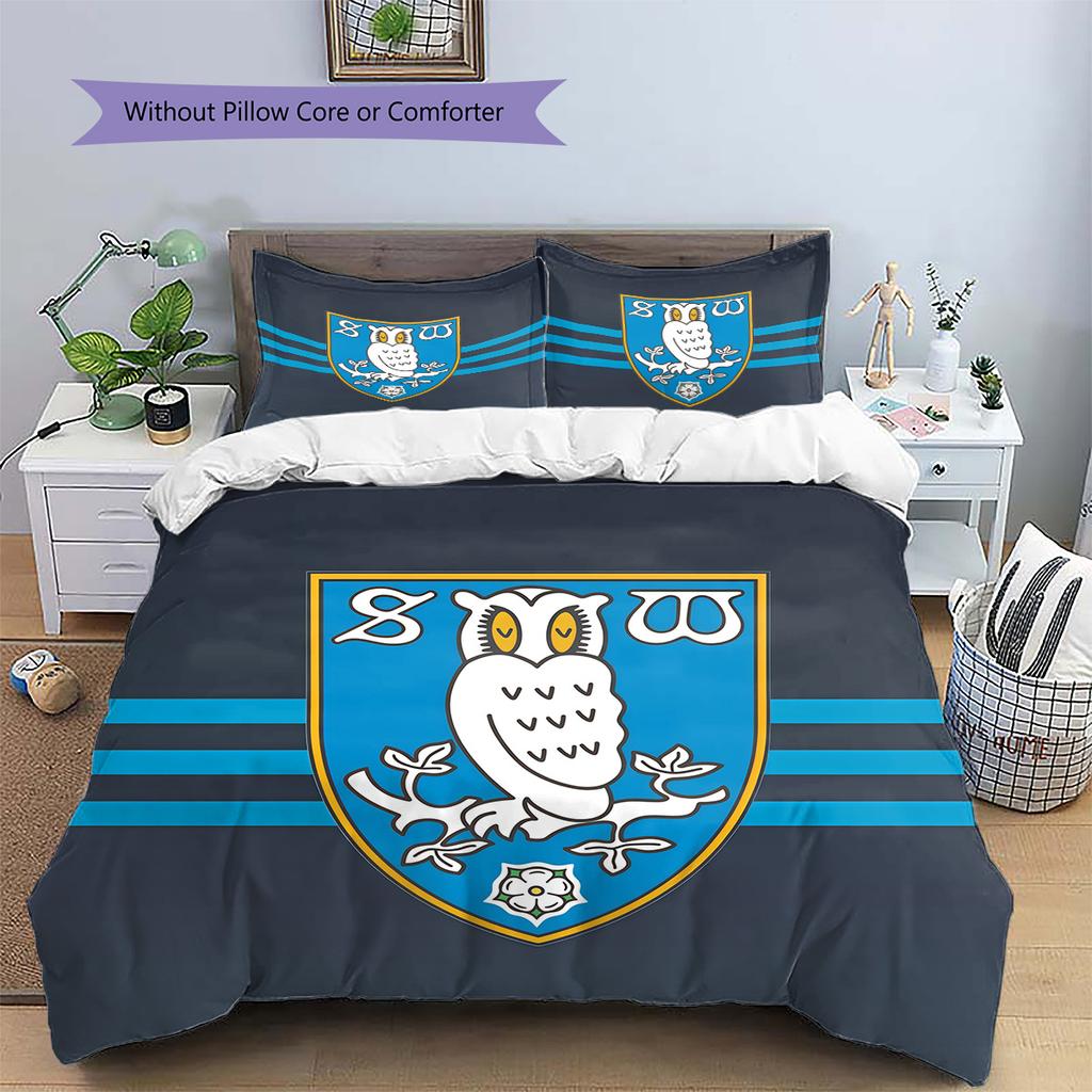 Sheffield Wednesday F.C Pattern Bedding Quilt Set Home Decoration Gift (1 * Duvet Cover + 2 * Pillowcase Without Core)