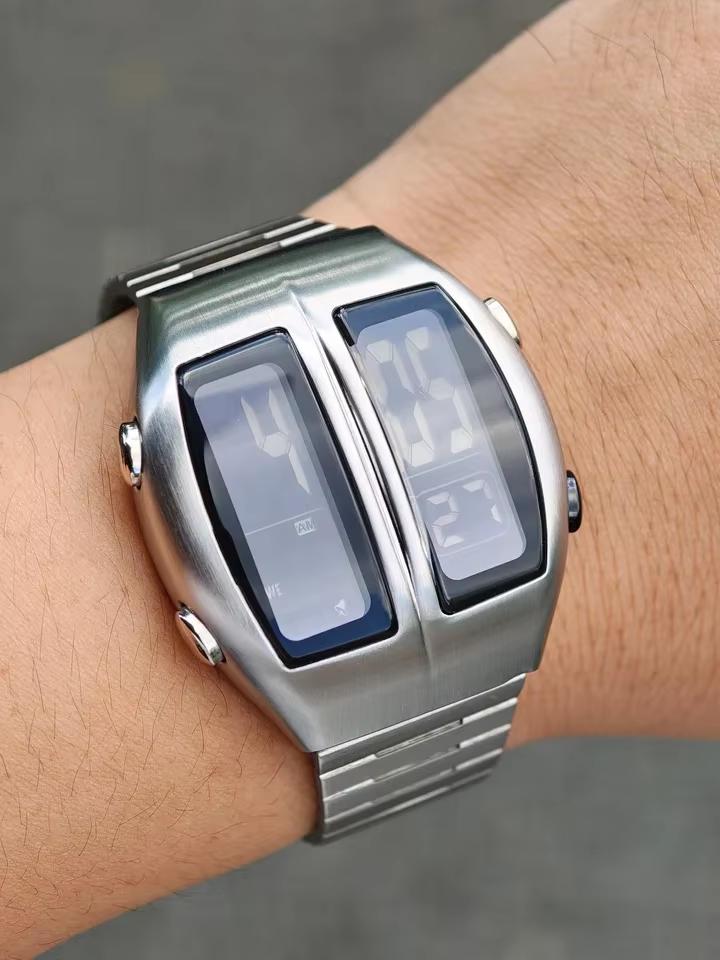 Futuristisches Weltraumkapsel-Design BGL Ideen Retro Elektronische Geschenk-Uhren Stoppuhr Hintergrundbeleuchtung Tag Monat Digitale Armbanduhr BenlyDe