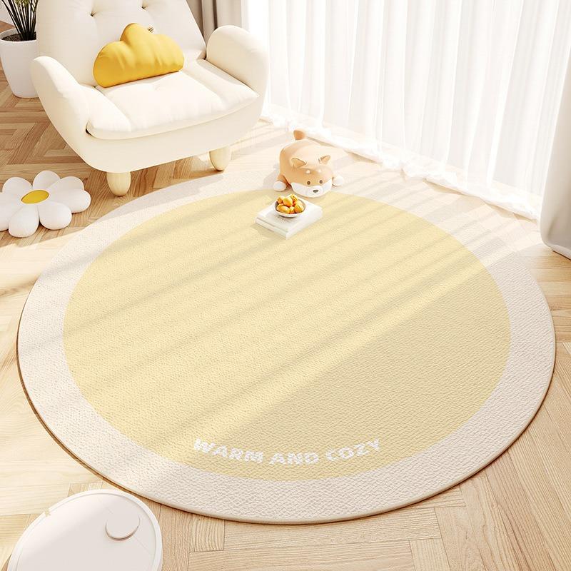 Summer Carpet Round Cartoon Living Room Floor Mat Children's Room Cream Style Dopamine Simple Mat Home Decoration