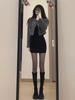 Chic Black V-Neck Long Sleeve Dress - Autumn/Winter Hip-Hugging Style for Women