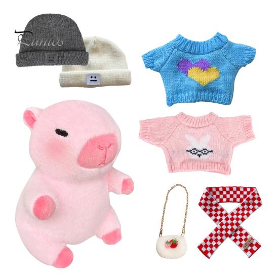 

1 комплект плюшевых игрушек-капибар с одеждой, аксессуары для детей, сделай сам, плюшевые игрушки-капибары для малышей, мальчиков и девочек, мягкие игрушки-куклы, украшения F розовый