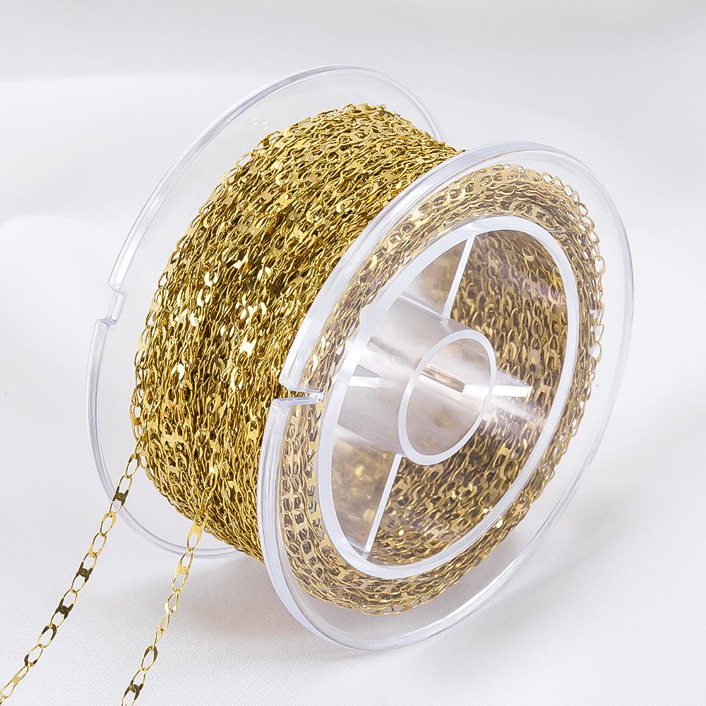 1Meter Stainless Steel Gold Color Flat Oval Filled Cable Chain for DIY Necklace Making Jewelry Making Findings Bracelet Supplies