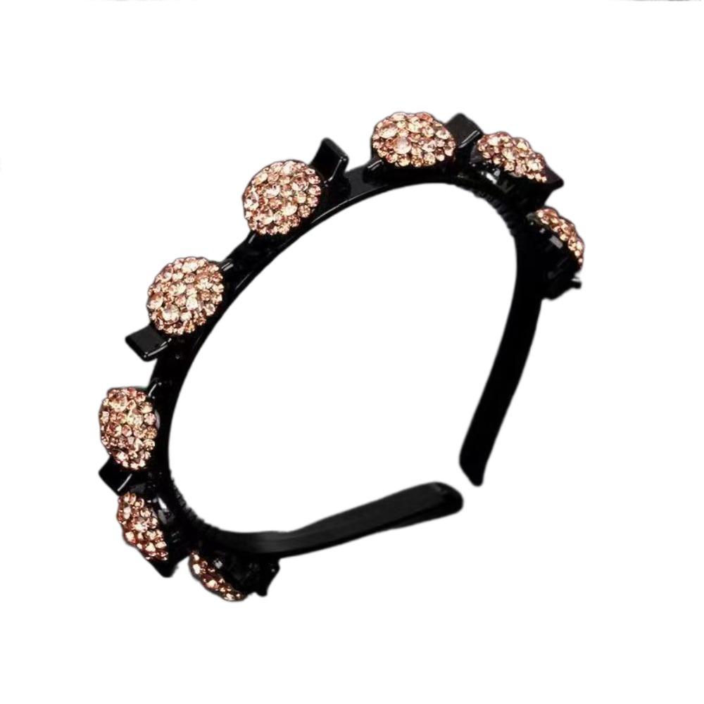 Antislip Hair Bands with Clips Elegant Shiny Hair Hoop Rhinestone Bangs Fixed Headband  Banquet