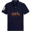 Polo Camisa Polo SS26 Logo de Tres Ponis Parche con Número Piqué de Algodón Tapeta de Dos Botones Sin Cierre Manga Corta Tops para Niños 323A95752-001