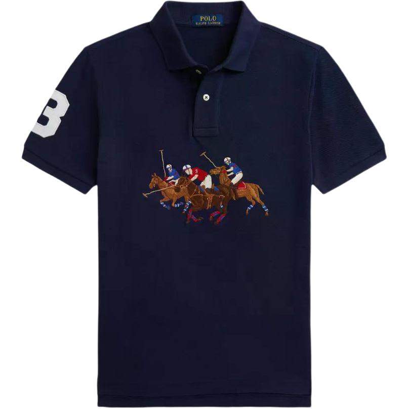 

Polo Ralph Lauren Поло с коротким рукавом SS26 Логотип с тремя пони Нашивка с номером Хлопок Пике Планка на две пуговицы Свитшот с коротким рукавом Детские топы 323A95752-001 L