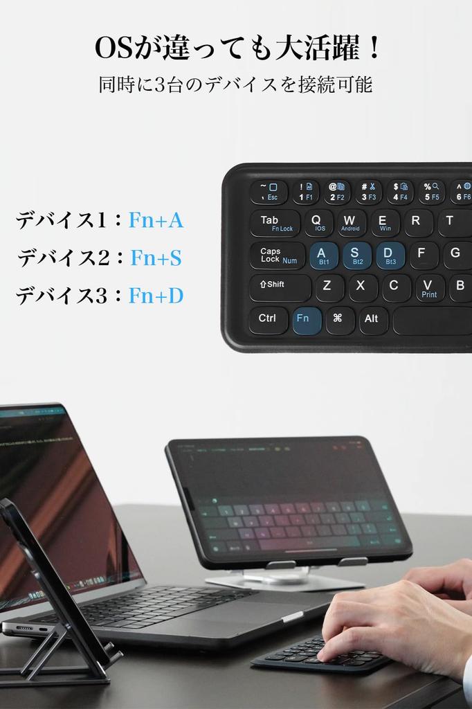 Ultra-thin Foldable Bluetooth Keyboard with Touchpad, Supports 3 Simultaneous Device Connections, Multi-Pairing, Auto ONOFF, Wireless & USB-C