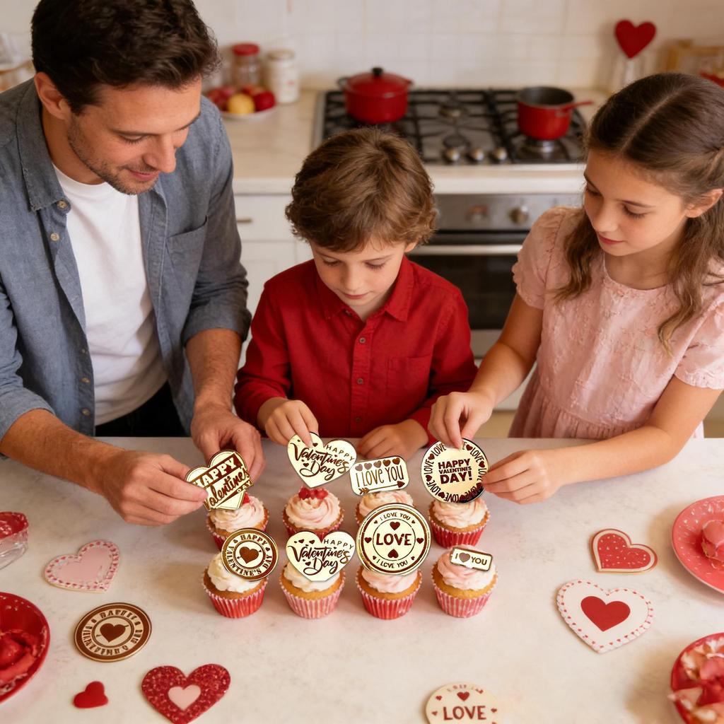 Valentinstag Cupcake Topper Acryl Dekorative Party Schild Herz Cupcake Topper Zum Backen Keks Hochzeit Leckereien Essen Mütter