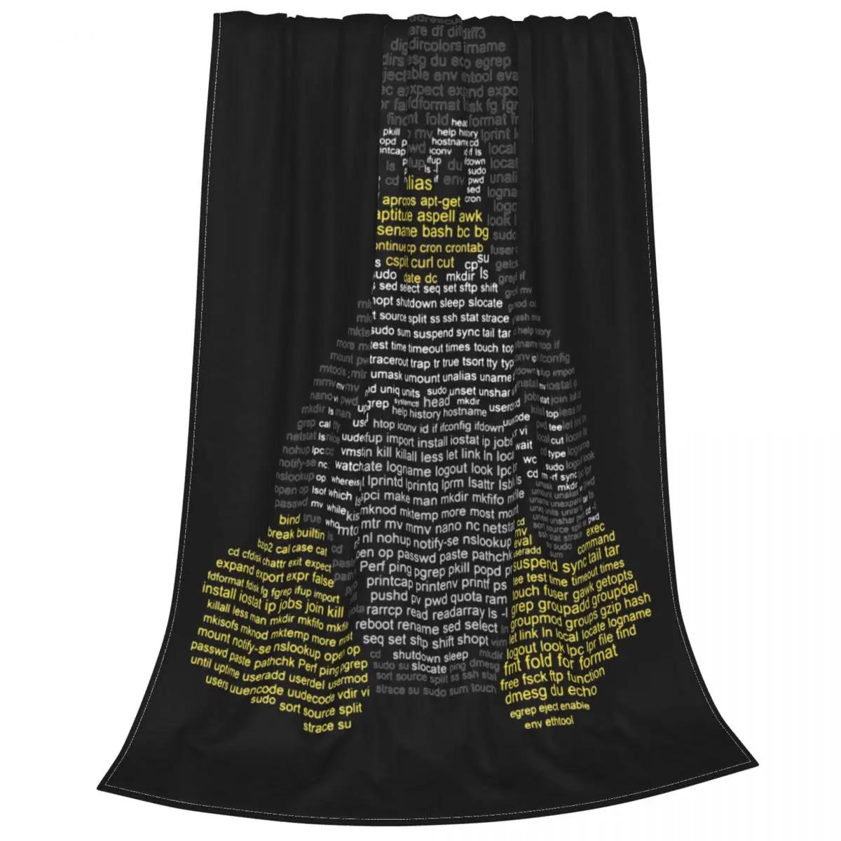 Linux Penguin Bash Commands Knitted Blankets Flannel Tux Programmer Computer Developer Geek Nerd Throw Blanket Travel Bed Rug 100x150cm