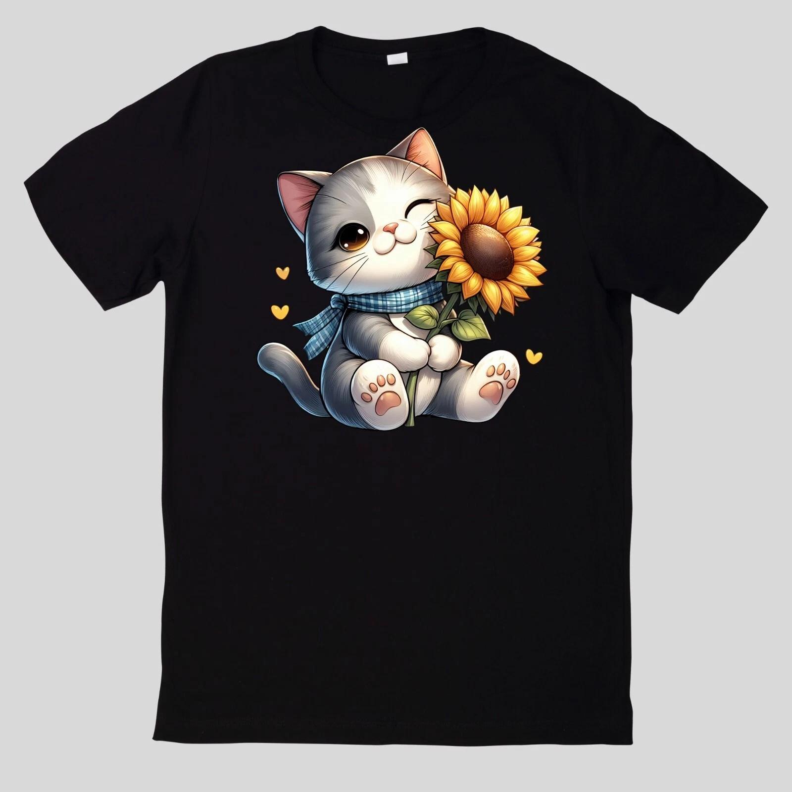 T-Shirt Sonnenblume süßes Tier Baumwolle Fun Spaß Sprüche Lustig Cartoon L
