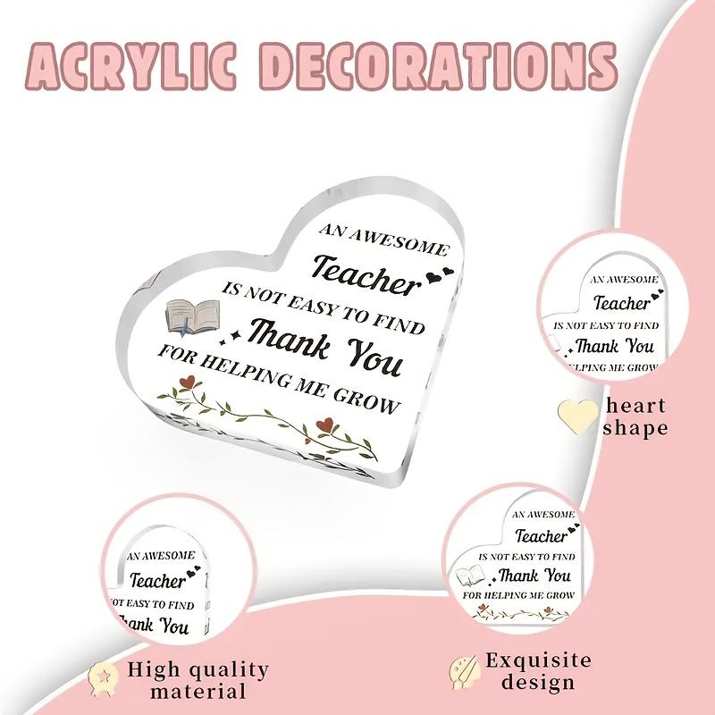 1pc Heart-Shaped Teacher's Day Gift - Acrylic Award with 'An Amazing Teacher Is Not Easy to Find' Message, Graduation/ End of Year/ Christmas Present 