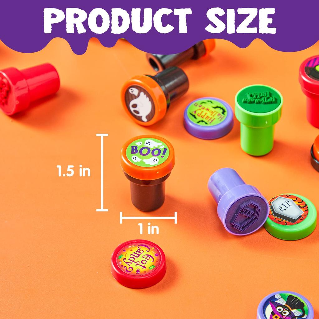 JOYIN 100pcs Halloween Stampers for Kids 25 Designs Assorted Plastic Stamps for Halloween Party Goodie Bag Teacher Student Classroom Game Prizes