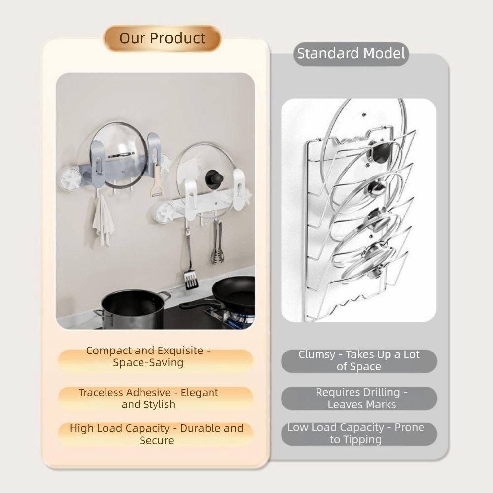 Wall Mounted Pot Lid Holder Plastic Cutting Board Shelf Suction Cup Chopping Board Holder for Home
