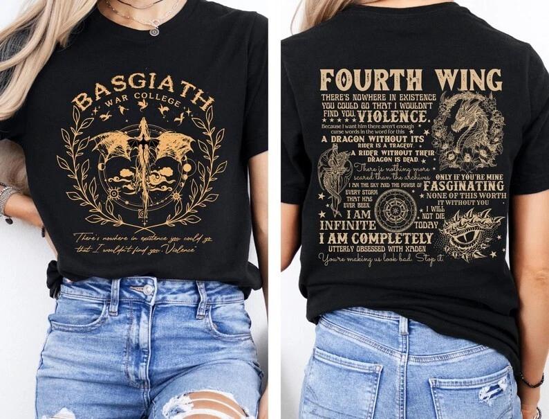 The Empyrean  Fourth Wing Violet Sorrengail Basgiath War College T Shirt S