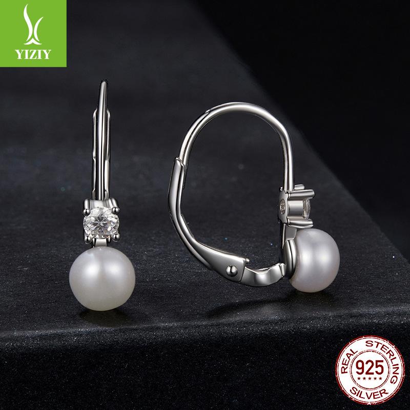 Natural Freshwater Pearl Mozzarella Diamond Earrings Women'S S925 Silver Moissanite Earrings Light Luxury High-End Autumn And Winter