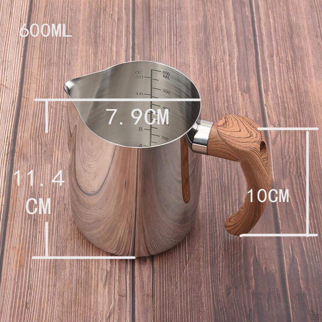 Milk Frothing Mug with Wooden Handle for Coffee Lovers