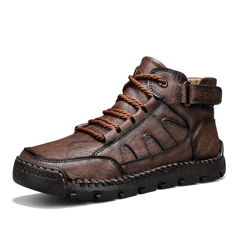 Retro Style Leather Male Ankle Boot High Top Shoes for Men Casual Men's Motorcycle Boots Outdoor Treking Footwear Hiking Botas