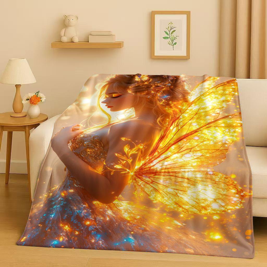 3D Luxurious Balote Angel Cupid Cartoon Flannel Blanket,Ultra Soft Warm Plush Throw for Home Bedroom Bed Sofa Cover Office Gift