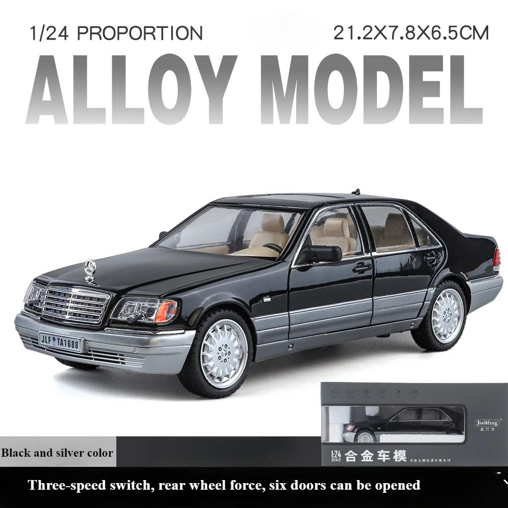 CTEJP1 1:24 Mercedes Benzs W140 S320 Classic Sedan Alloy Scale Car Model Diecast Metal Sound&Light Children Toy Car Vehicles Gift