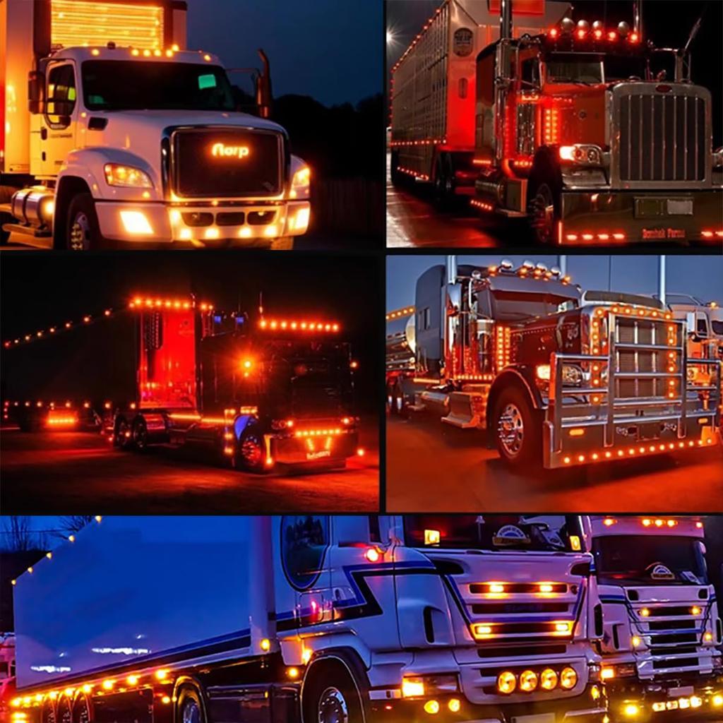 Truck LED Marker Inch Side Marker CTRICALVER Small Flush Mount Trailer Side 6 LED Indicator Universal LED Side Lights Lights, Red, Waterproof, 3/4