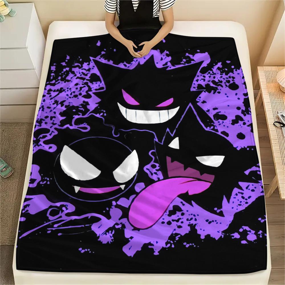 Coperta in Flanella con Fantasia Pokémon Gengar, Alta qualità Confortevole per Tutte le Stagioni, Arredamento per la Casa, Calore e Comfort, Perfetta per Regali.