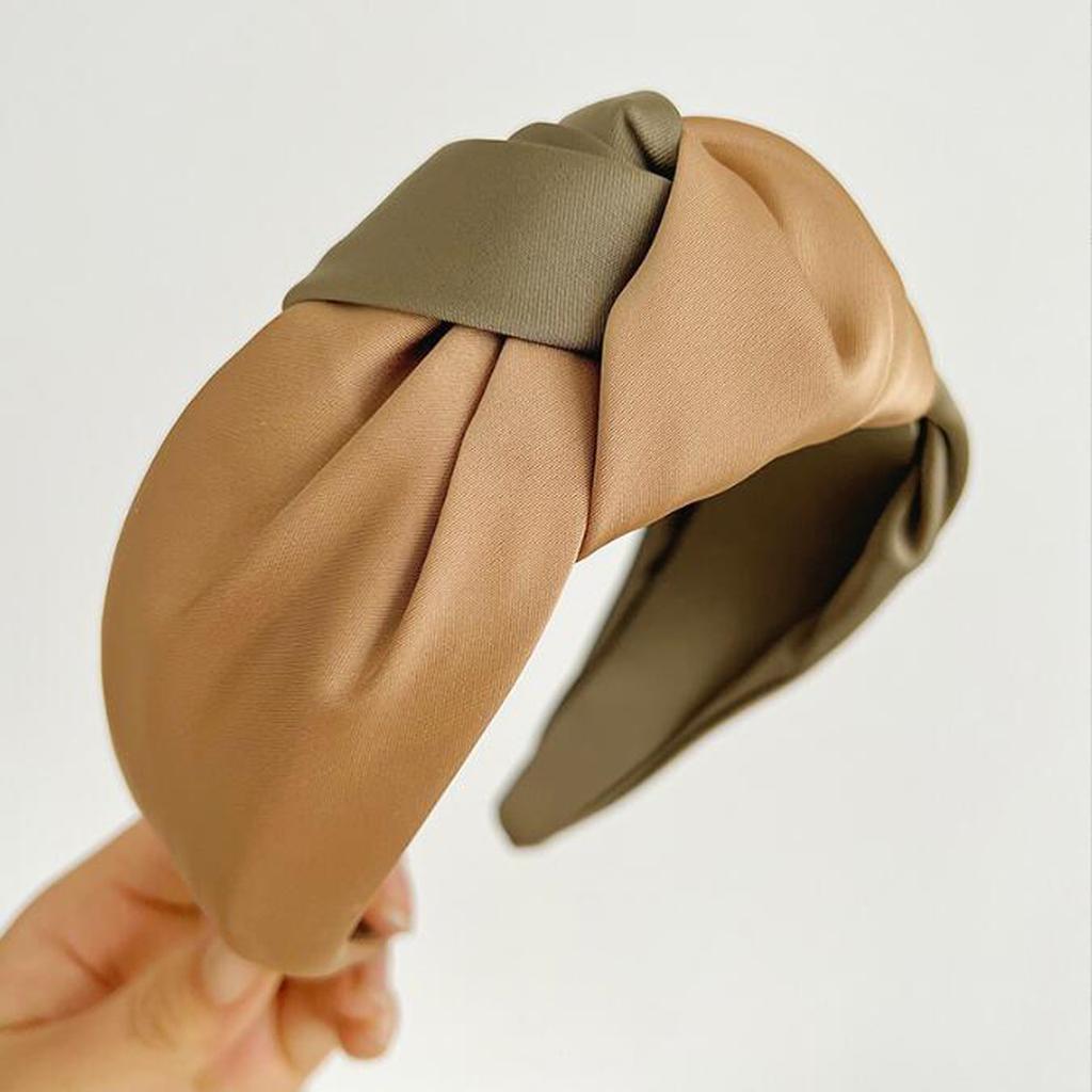 PROLY Ny Mode Dam Pannband Över Sidan Bred Sida Hårband Mittknut Patchwork Huvudbonad Höst Håraccessoarer