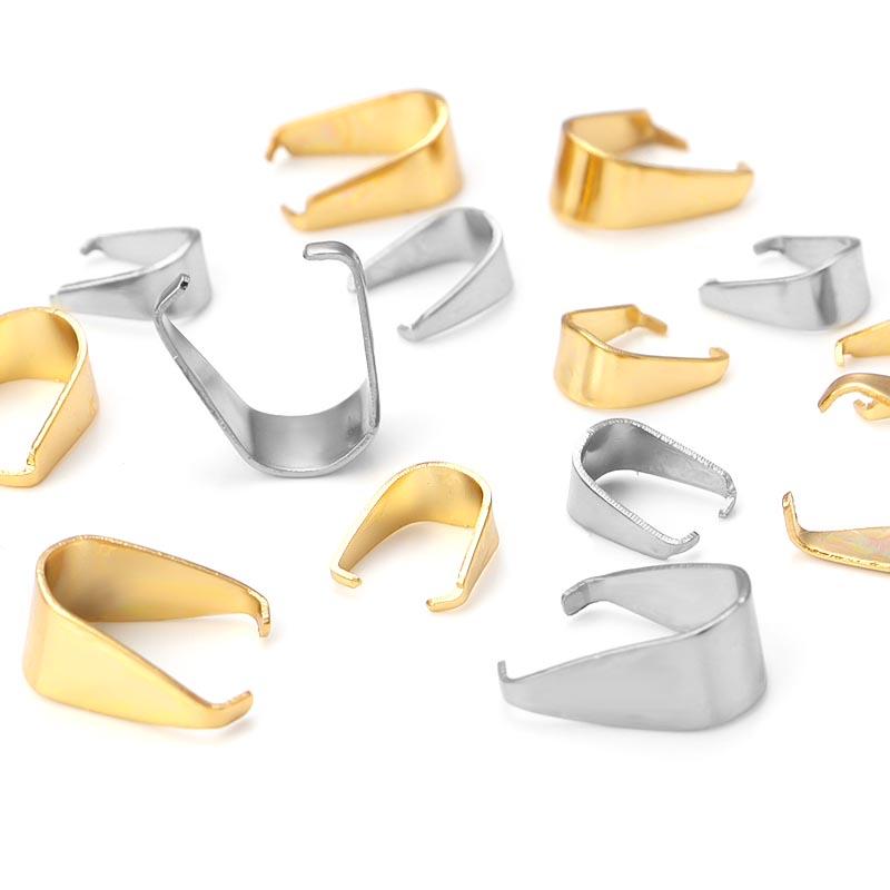 50/200pcs Stainless Steel Clip Clasps Pendant Pinch Bail Clasp Buckle Hook Connector For DIY Jewelry Making Necklace Accessories