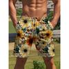 Men's Yellow Orange Vintage Floral Print Beach Shorts Drawstring Waist Quick Dry Casual Swim Trunks 2026