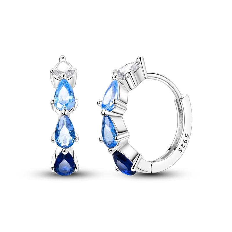 2025 New 925 Sterling copper Hoop Earrings Flowers Zircon Drop Earrings Stud For Woman Fine Birthday Wedding Party Zircon Gifts