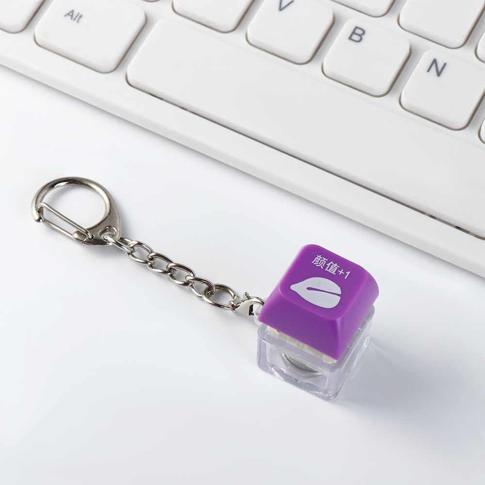 1Pcs Mechanical keyboard axis tester pendant Wooden fish button cap Colorful light decompression button keychain