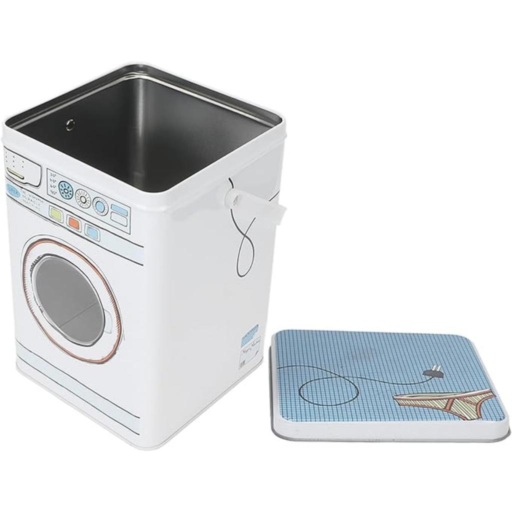 Laundry Powder Bin,Metal Washing Machine Shape Laundry Powder Bin Ideal for Holding Pods Tablets Detergent