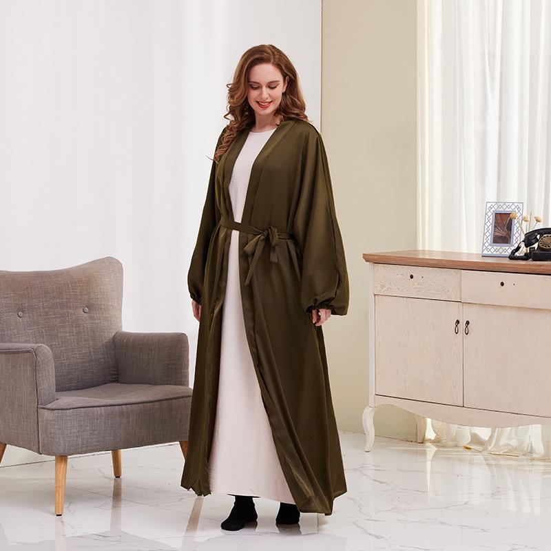 XG2058 Elegant Dubai Puff Sleeve Cardigan and Long Muslim Dress - Summer European and American Style