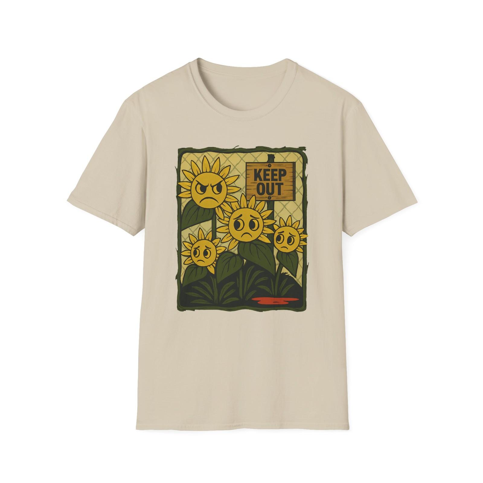 Unisex Softstyle Keep Out Sunflowers T-Shirt Mens Womens Tees Top – Streetwear, Sad Blooms 3XL