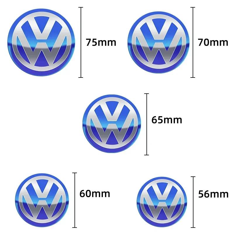 Car Sticker For VW Volkswagen Jetta MK5 Golf 4pcs 56mm 60mm 65mm 70mm 75mm Car Wheel Center Hub Cap Badge Emblem Sticker For Vol