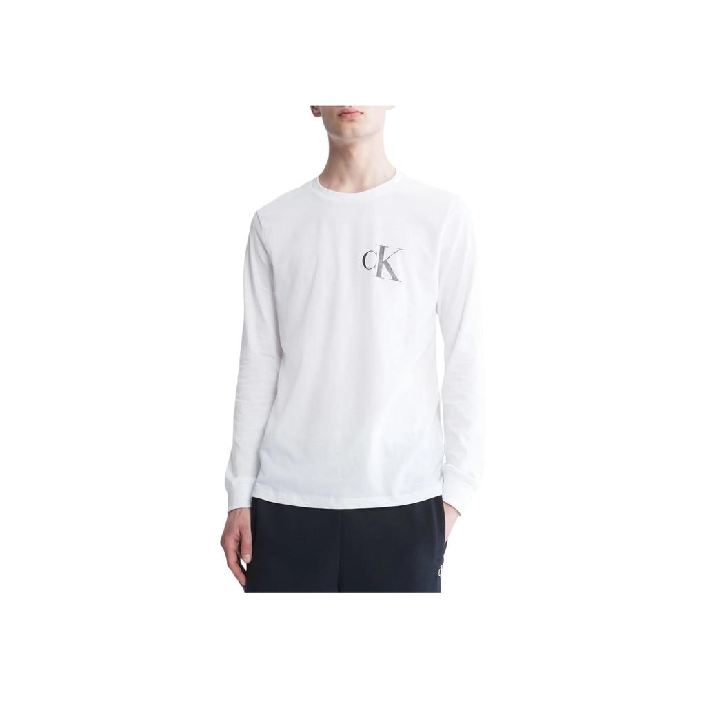 Calvin Klein Ss23 Solid Color Round Neck Long Sleeve T-Shirt Men Tops White 40HM826-540