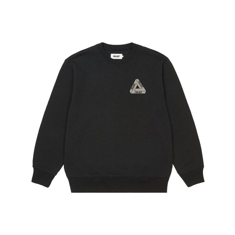 Palace FW21 Slub Crew Neck Sweatshirt with Triangle Logo Print Unisex Sweatshirt Black P21CS067